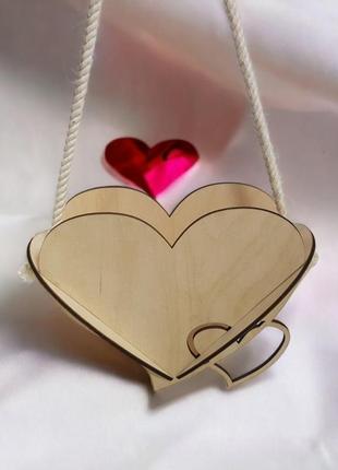 Подарункова дерев'яна корзинка кошик для квітів декорацій серце