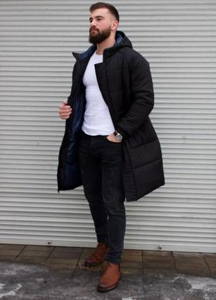 Пуховик мужской зимний удлиненный nova до -25*с черный куртка мужская теплая зима парка длинная пальто зимнее4 фото