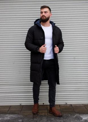 Пуховик мужской зимний удлиненный nova до -25*с черный куртка мужская теплая зима парка длинная пальто зимнее2 фото