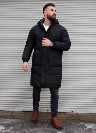 Пуховик мужской зимний удлиненный nova до -25*с черный куртка мужская теплая зима парка длинная пальто зимнее7 фото