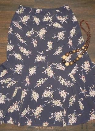 Длинная летняя юбка годе с цветочным принтом из вискозы8 фото