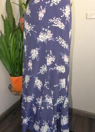 Длинная летняя юбка годе с цветочным принтом из вискозы9 фото