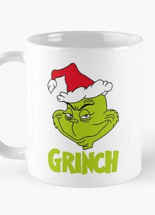 Чашка керамічна кружка з принтом grinch новорічний біла 330 мл