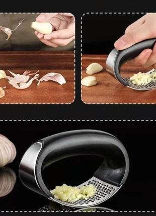 Ручна часничніца garlic press прес для часнику зручна часникодавка4 фото