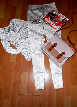 Жакардові пастельні вузькі брюки.середня посадка