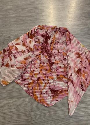 Хустка гофрированный платок  шифон рожевий3 фото
