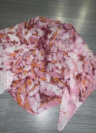 Хустка гофрированный платок  шифон рожевий4 фото