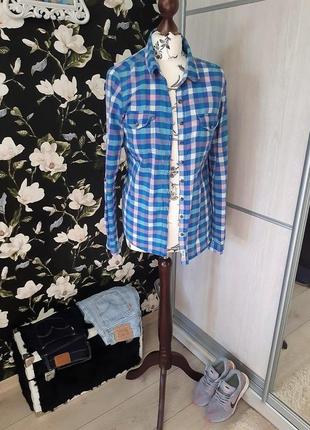 Крутая коттоновая клетчатая рубашка, в клетку, нежные цвета, кэжуал