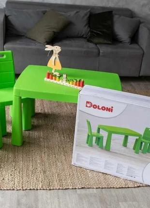 Детский стол и два стула (04680/2) doloni, пластиковый. зеленый