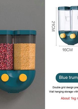 Диспенсер для круп grain dispenser органайзер для сипучих продуктів зелений3 фото