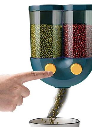Диспенсер для круп grain dispenser органайзер для сипучих продуктів зелений4 фото
