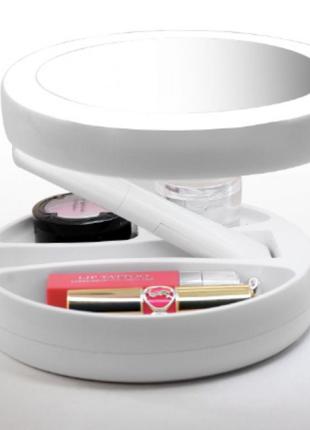 Складне косметичне дзеркало для макіяжу my fold away mirror з підсвічуванням кругле5 фото