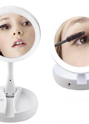 Складне косметичне дзеркало для макіяжу my fold away mirror з підсвічуванням кругле3 фото