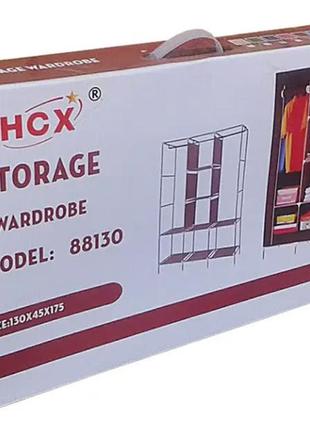 Каркасна тканинна шафа для одягу hcx storage wardrobe 88130 на 3 секції чорний6 фото