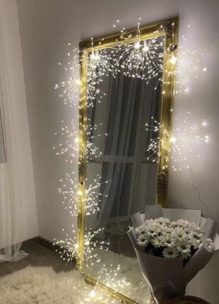 Новогодняя светодиодная гирлянда штора фейерверк 5шт 3м нить 500led холодный белый свет3 фото