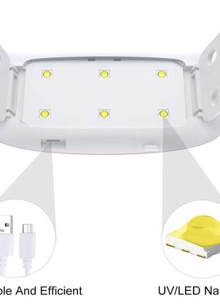 Компактная лампа led+uv для маникюра и педикюра sun mini 6w от usb с таймером4 фото