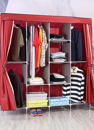 Тканевый шкаф органайзер storage wardrobe на 4 секции складной шкаф для вещей и обуви 28165 коричневый2 фото