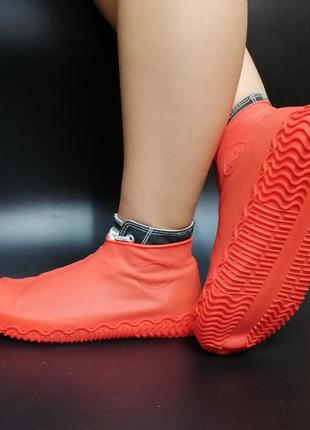 Водонепроницаемые силиконовые бахилы waterproos silicone shoe cover резиновые чехлы для обуви6 фото