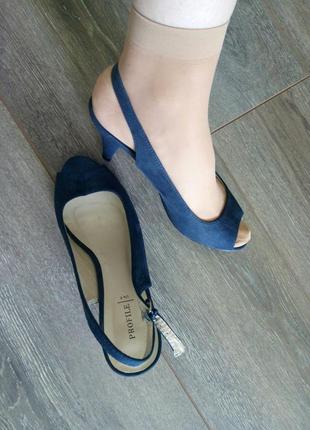 Синие замшевые туфли босоножки profile4 фото
