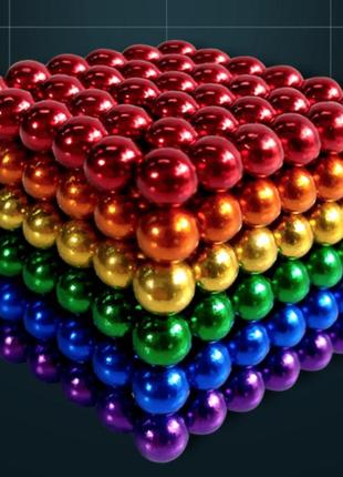 Головоломка неокуб neocube rainbow веселка різнобарвний 216 магнітних кульок 5 мм в боксі3 фото