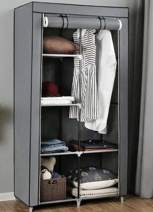 Складна тканинна шафа-органайзер на 2 секції storage wardrobe hcx 68110 синій8 фото