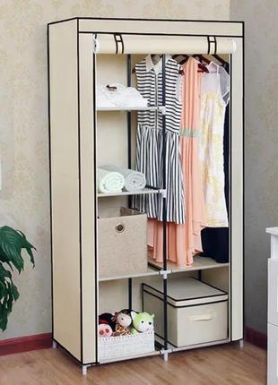 Складной тканевый шкаф-органайзер на 2 секции storage wardrobe hcx 68110 синий6 фото