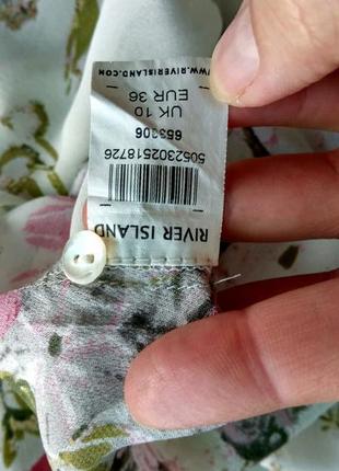 Удлиненная шифоновая блуза с кружевом в цветы р. 36/м - дефект, от river island8 фото