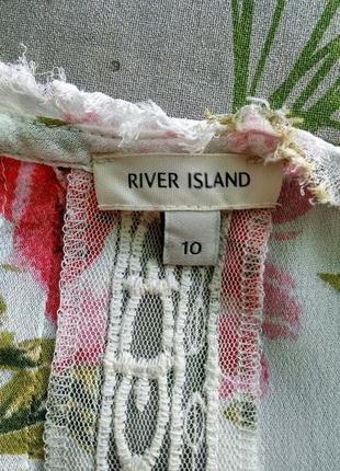 Удлиненная шифоновая блуза с кружевом в цветы р. 36/м - дефект, от river island7 фото