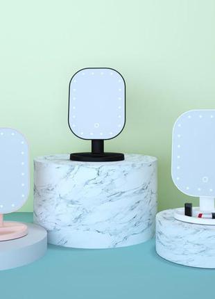 Зеркало с подсветкой led для макияжа cosmetie mirror вращающееся сенсорное на 180 градусов зеркало на батарейк