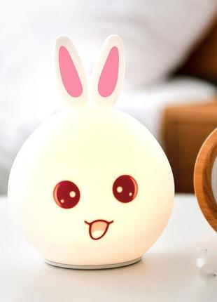 Нічний сенсорний світильник для дітей rgb у формі кролика rabbit silicone lamp ly-271