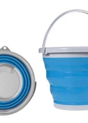 Складное силиконовое ведро с ручкой на 5л collapsible bucket2 фото