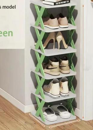 Пластиковая складная полка для хранения обуви этажерка под обувь на 6 полок2 фото