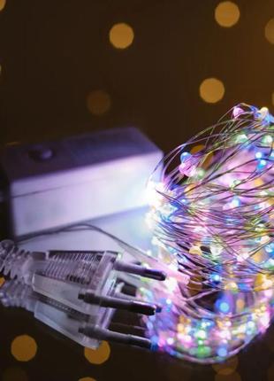 Новогодняя светодиодная гирлянда капля росы 10м 100led от сети 220v роса мультик разноцветный1 фото