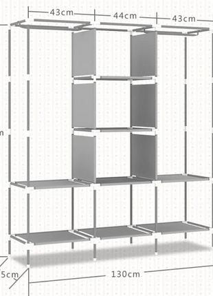 Складной тканевой шкаф для одежды hcx storage wardrobe 88130 на 3 секции коричневый3 фото