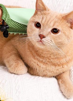 Перчатка массажная щетка для удаления шерсти у кошек и собак с защитой от царапин3 фото