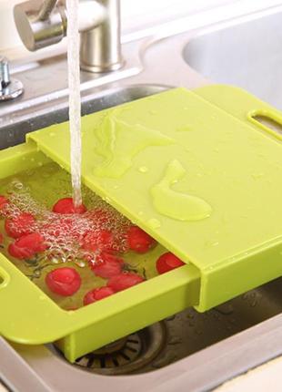 Корзина в раковину для мытья фруктов и овощей разделочная доска на мойку4 фото