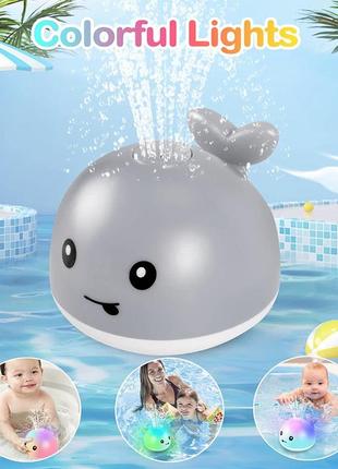 Дитяча іграшка для ванної qinye toys іграшка кит з фонтанчиком та підсвічуванням