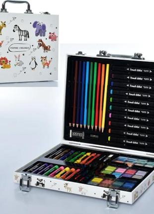 Дитячий набір для творчості "inspire children" 43 предмети для малювання зі скетч маркерами у валізці1 фото