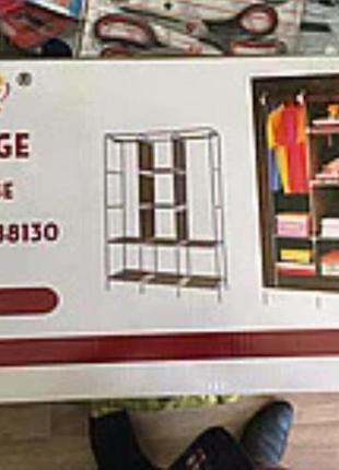 Тканевой складной шкаф для одежды hcx storage wardrobe 88130 на 3 секции бордовый6 фото