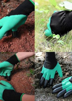 Садові рукавички з пазурами garden genie glove рукавички для городу4 фото