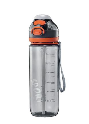 Пляшка для води з трубочкою 720 мл спортивна фляга прозора для напоїв з дозатором