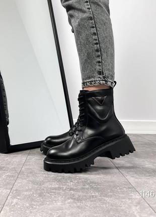 Черные удобные массивные ботинки3 фото