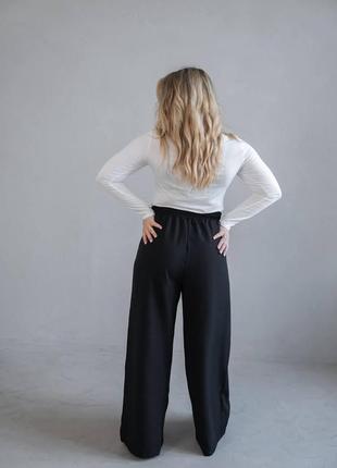Женские брюки палаццо с карманами ткань костюмка имеют высокую посадку размеры батал