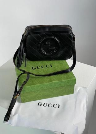 Кожаная сумка gucci blondie medium shoulder bag black