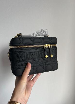Кожаная сумка christian dior travel vanity case black4 фото