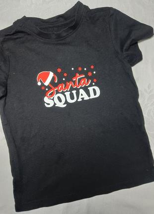 Черная хлопковая базовая футболка matalan girls. футболка новогодний принт. футболка рождественская