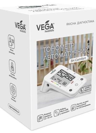 Тонометр vega 3h comfort с манжетой vega 22-42 micro usb на плече гарантія 5 років