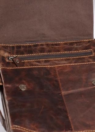 Шикарная мужская сумка-мессенджер коричневая8 фото