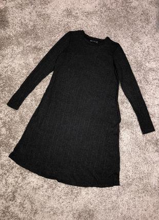 Платье миди темно-серое, платье базовое7 фото