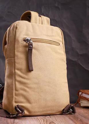 Чоловічий рюкзак з текстилю пісочний2 фото